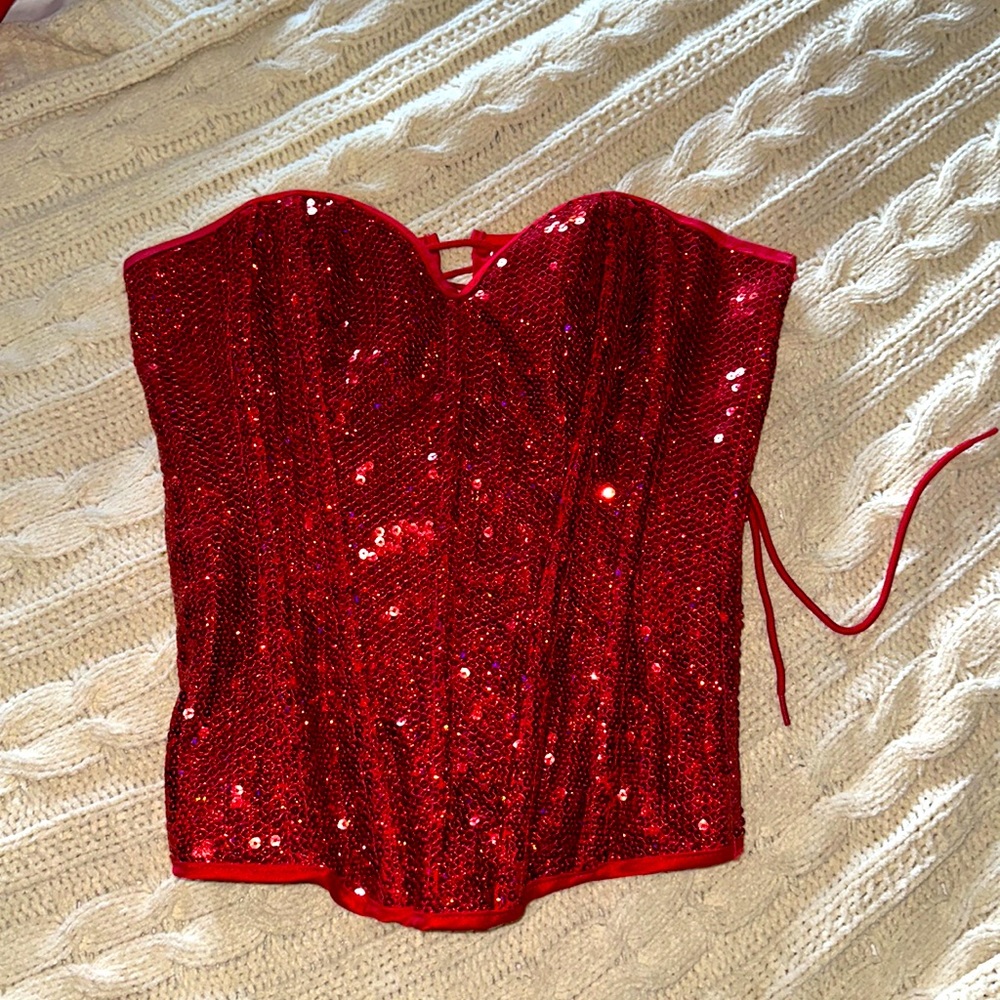 Red sequin corset size S
